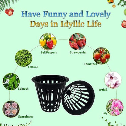 100 PCS 2 Inch Heavy Duty Net Pots, Slotted Mesh Hydroponic Cups for Garden, Plant Nursery Net Cups for Hydroponics and Aquaponics
