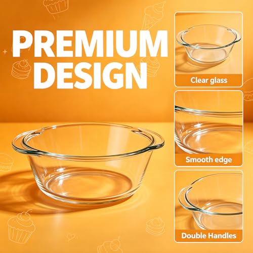 Soup Bowls Round Baking Pan, 2 Pack Glass Bowls for Eating, Round Bakeware Dishes for Air Fryer Omelette, Perfect for Reheating Individual Portions in Oven Microwave - size: Medium-Round