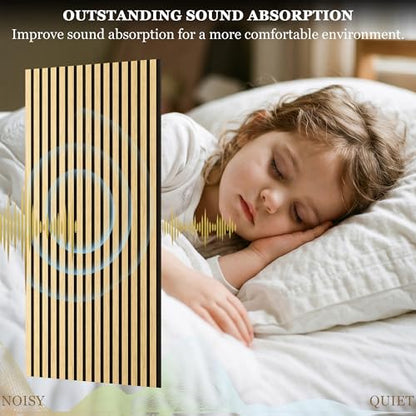 4-Pack Wood Veneer Acoustic Wall Panels,47.2"×23.6" Self-Adhesive Backing Sound Absorbing Panels,Decorative Sound Proof Panels for Walls Decor, Office, Recording Studio, Home (Burlywood Veneer)