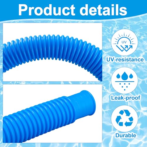2 Pack Pool Pump Hoses for Above Ground Pools 1.25" x 59" Long Filter Pump Hose Replacement Blue Pool Filter Pump Hose with 4 Metal Clamps & 2 Pipe Holders