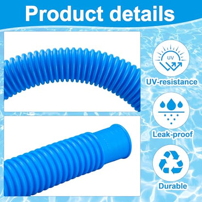 2 Pack Pool Pump Hoses for Above Ground Pools 1.25" x 59" Long Filter Pump Hose Replacement Blue Pool Filter Pump Hose with 4 Metal Clamps & 2 Pipe Holders