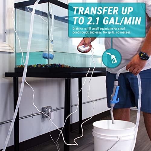 TERA PUMP 2.1 GPM Automatic Electric Water Replacement Pump, Submersible Water Pump, Fish Tank Water Changer Sand Washer with Filter, Aquarium Water Changing, 30 ft Long Hose