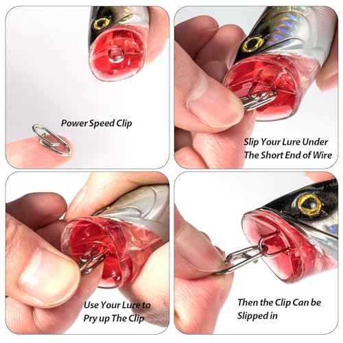 Dr.Fish Fishing Speed Clips Power Quick Clips for Fishing Lures Quick Change Stainless Steel Lure Snaps Saltwater Freshwater Crankbait Tackle Snaps