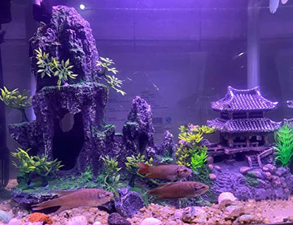 Extra Large Aquarium Decorations kit - “Ancient Temple in The Mountain”, Japanese Aquarium Decorations Resin Aquarium Castle Decorations Aquarium Mountain View Stone
