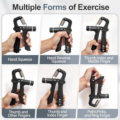 Grip Strength Trainer Kits (5 Pack), Forearm Strengthener with Adjustable Resistance, Grip Strength Tester, Finger Strengthener, Hand Gripper Strengthener for Muscle Building Injury Recover