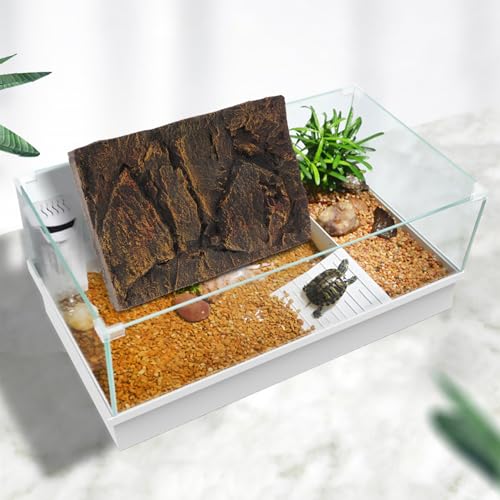 POPETPOP 3D Bearded Dragon Tank Background Rock Terrarium Background, Reptile Terrarium Decoration 3D Background Board Fish Tank Lifelike Board (PU62-3) Reptile Tank Decoration Custom Pictures