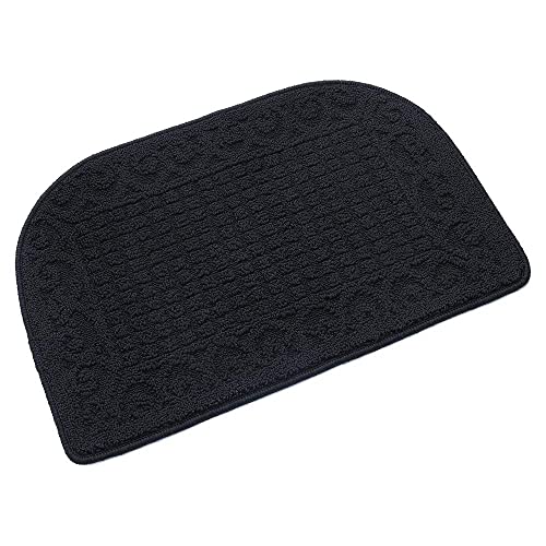 COSY HOMEER 27X18 Inch Anti Fatigue Kitchen Rug Mats are Made of 100% Polypropylene Half Round Rug Cushion Specialized in Anti Slippery and Machine Washable (Black 1 pc) … - color: Black, size: 1'6" x 2'3" (Semicircular)