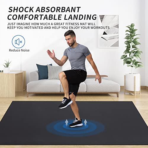 MRO Extra Large Exercise Mat 15'x6'/12'x6'/9'x6'(7mm) - color: Black, size: 6*12 FT