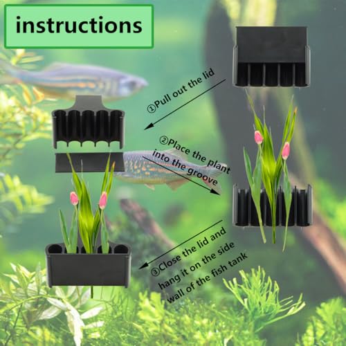 Aquarium Plant Holder,Fish Tank Plant Holder,Aquarium lid Clips,Aquarium Plant Pot,Hydroponic Fish Tank Planter, Aquatic Plant Cup for Aquascape Decorations (Transparent, 2PCS Rimless)