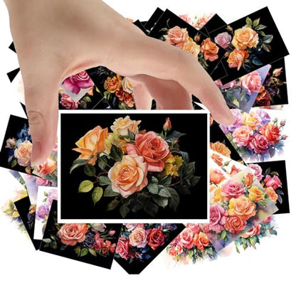 Large Stickers Pack 24 pcs ~ Whispers of Spring: A Charming Collection of Watercolor Rose Stickerss, Perfect for Sharing Warm Wishes and Blossoming Affections - color: Sixtyfour