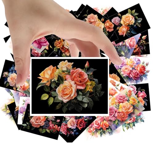 Large Stickers Pack 24 pcs ~ Whispers of Spring: A Charming Collection of Watercolor Rose Stickerss, Perfect for Sharing Warm Wishes and Blossoming Affections - color: Sixtyfour