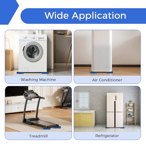 8Pcs Anti Vibration Pads 4'' X 4'' X 7/8" Sound Isolation Ribbed Rubber Mats with EVA Center, Heavy Duty Blue EVA Pad for Air Conditioner,Compressors,HVAC,Treadmills etc