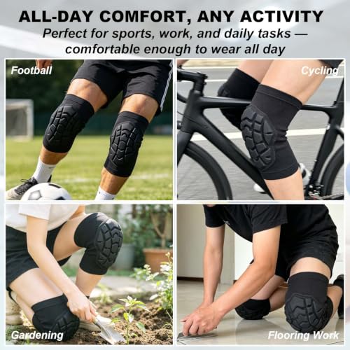 Volleyball Knee Pads for Women & Men Dancers, Flexible Cushion, Black M - size: Medium