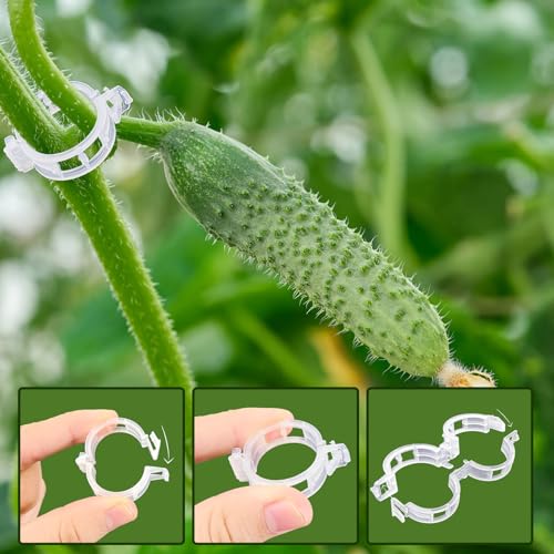 400 Pcs Plant Support Clips, Snap-On Trellis Clips for Climbing Plants, Tomato & Grape Vine Support, 1" Inner Diameter Plastic Garden Clips to Grow Upright (White)