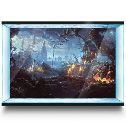 Aquarium Background Stickers - Pumpkin Halloween Night Trees - Fish Tank Reptile Terrarium Decor Poster (60 x 30 cm / (23.6 x 11.8 inches)) - size: 60 x 30 cm / (23.6 x 11.8 inches)