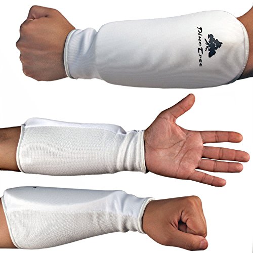 Cloth Forearm Guard Taekwondo, Martial Arts, MMA Forearm Protective Gear Protector for Sparring (Black/White; Child Small to Adult XL) - size: X-Large, style: White