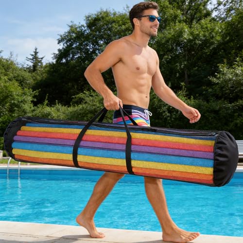 Pool Noodle Storage Bag, Oxford Portable Mesh Pool Noodles Organizer with Zipper, Swimming Float Mesh Bag for Water Toys Swim Tool and Accessories Organization