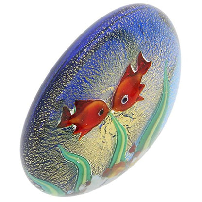 Glass Of Venice Murano Glass Aquarium With Goldfish and Sun