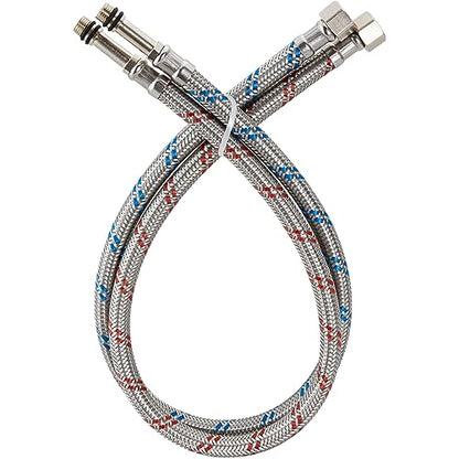 40-Inch Long Faucet Water Supply Lines, Braided Stainless Steel Supply Hose 3/8-Inch Female Compression Thread x M10 Male Connector, x 2 Pcs (1 Pair) - size: 40 Inch