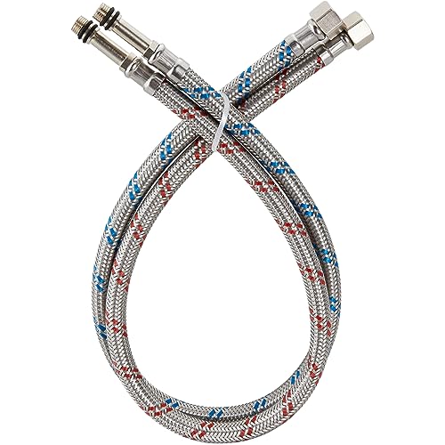 40-Inch Long Faucet Water Supply Lines, Braided Stainless Steel Supply Hose 3/8-Inch Female Compression Thread x M10 Male Connector, x 2 Pcs (1 Pair) - size: 40 Inch