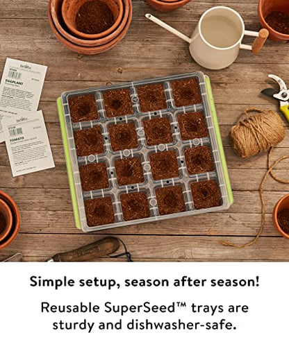 Burpee SuperSeed Starting Tray | 16 XL Cell | Reusable & Dishwasher Safe | for Vegetable, Flower & Herb Seeds | Indoor Grow Kit for Deep-Rooted Seedlings, Green - size: 16 Cells