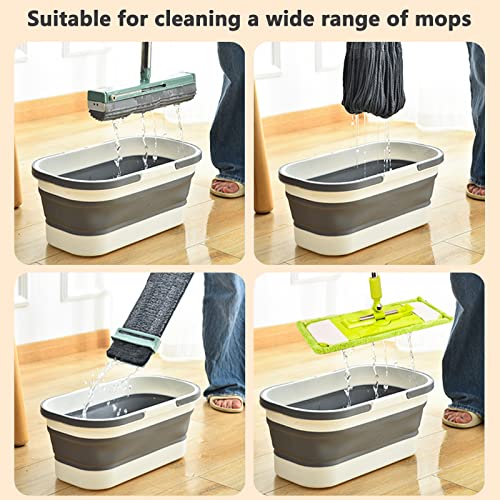 14L(3.7 Gallon) Collapsible Plastic Bucket with Wheels for House Cleaning, Multi-Purpose Rectangular Handy Basket for Cleaning Mop, Camping, RV (14L-Blue) - color: 14l-blue