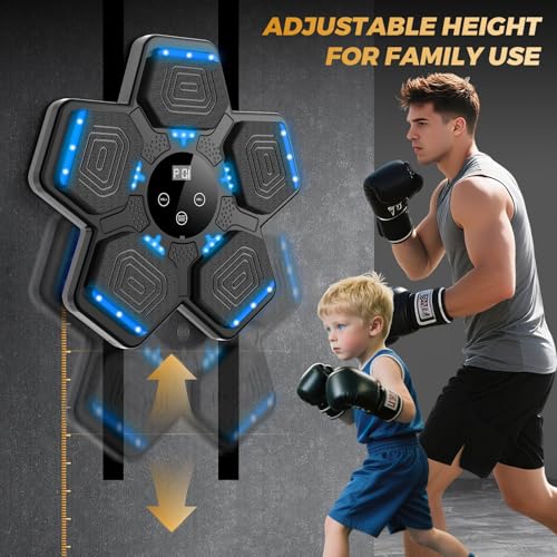 Music Boxing Machine, Wall Mounted Bluetooth Punching Pad with Gloves - color: Jet Black