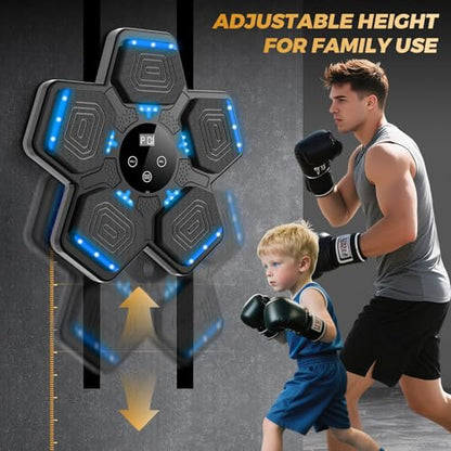 Music Boxing Machine, Wall Mounted Bluetooth Punching Pad with Gloves - color: Jet Black