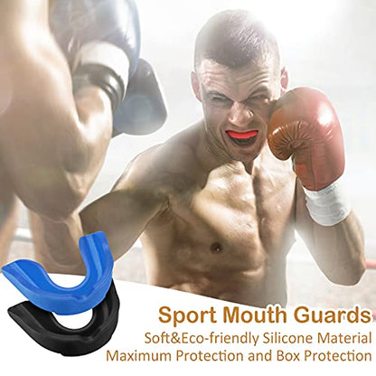 BBTO 6 Pack Kids Youth Mouth Guard for Football Sports, Boys Girls Mouthguard with Case, Soft Mouth Guard for Hockey Boxing Basketball, Ages 4+ - color: Red, Blue, White, Black, Yellow, Pink