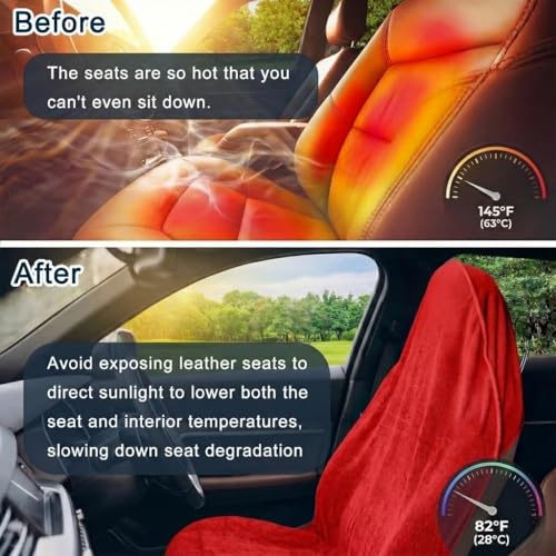 Car Seat Towel Cover, Universal Front Seat Protector for Cars, SUVs and Trucks, Sweat Towel Car Seat Cover for Gym, Yoga, Swimming, Pets and Family Travel, Haute Red, 2 Pack - color: Haute Red