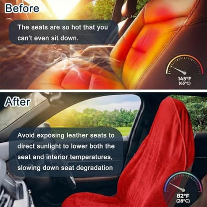 Car Seat Towel Cover, Universal Front Seat Protector for Cars, SUVs and Trucks, Sweat Towel Car Seat Cover for Gym, Yoga, Swimming, Pets and Family Travel, Haute Red, 2 Pack - color: Haute Red