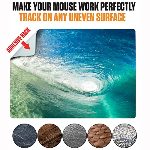 Adhesive Mouse Pad - Peel and Sticks to Any Surface - Travel Mouse Pad, Sticky for Any Surface - Excellent Tracking - Beach Barrel Wave - color: BEACH - BARREL WAVE
