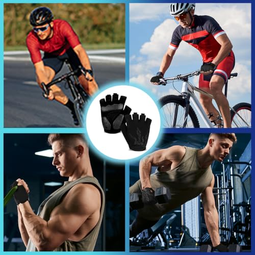 MOREOK Cycling Gloves Bike Bicycle Gloves, Half Finger 5MM Gel Anti-Slip - color: Black, size: Small