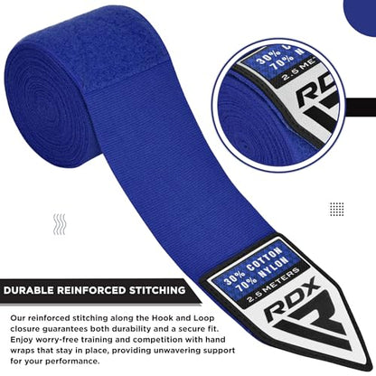 RDX Boxing Wraps Kids 2.5M Inner Gloves, Elasticated Thumb Loop Bandages, Junior Under Mitts Hand Fist Protector Wrist Support Straps, Muay Thai MMA Kickboxing Martial Arts Speed Bag Punching Training - color: BLUE