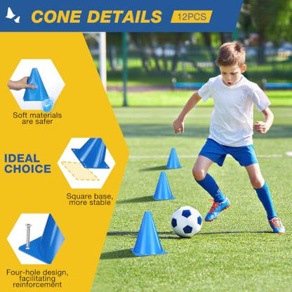 7 Inch Soccer Cones 12pcs Colors Cones Field Plastic Small Cones - color: blue
