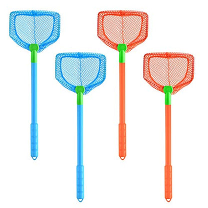 Coopay 4 Pieces Fishing Net Catching Bug Nets Fish Butterfly Nets Beach Toys for Kids Outdoor Playing (Blue, Orange)