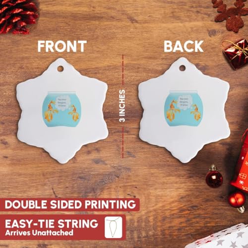 3 inch Snowflake Porcelain Ornament - There were Two Goldfish in A Tank Joke Vector Art - Goldfish