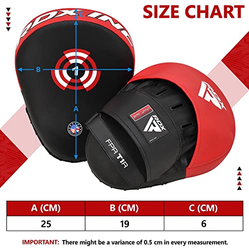 RDX Boxing Pads Focus Mitts, Maya Hide Leather Curved Hook and Jab Target Hand Pads, Great for MMA, Kickboxing, Martial Arts, Muay Thai, Karate Training, Padded Punching, Coaching Strike Shield - color: Red