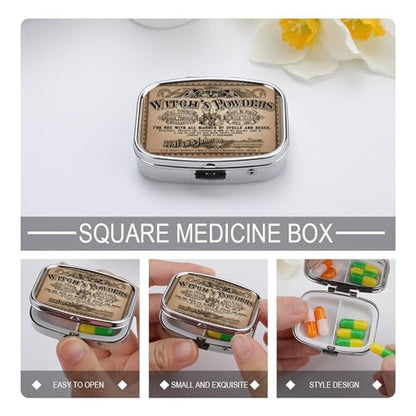 Metal 2 Compartment Pill Organizer Travel Friendly Portable Compact Pill Box Cute Pill Case to Hold Vitamins,Fish Oil,Supplements,Meds,Tablet for Purse,Pocket. (Power) - color: Power