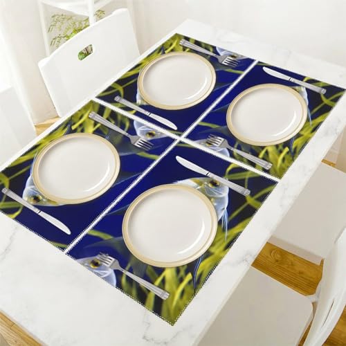 Placemat Set of 4 Washable Place Mats Heat Resistant Aquarium Angelfish Table Mats for Kitchen Non-Slip Placemats Wipeable Desktop Protection Mat for Dining Table, 30x45cm - color: Aquarium Angelfish