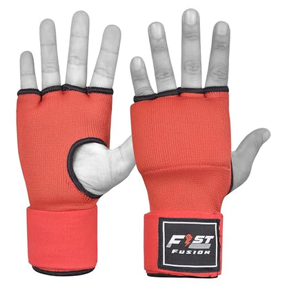 Boxing Inner Gloves Cotton Cloth Stretchable Gel Padded Kickboxing MMA Training Gloves Long Wrist Support Gloves - color: Red, size: Small-Medium