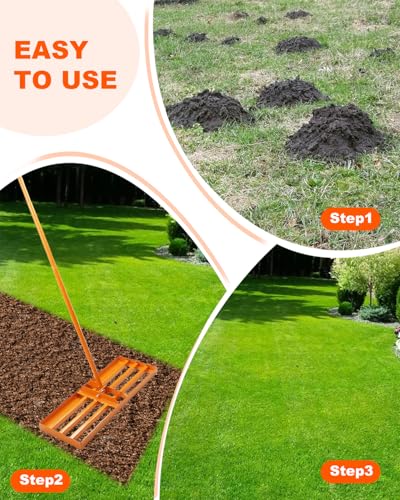 Lawn Leveling Rake 30x10 inch, Yard Leveling Rake with 72" Adjustable Handle for Soil Sand Grass, Heavy-Duty Lawn Leveler for Lawn Yard Garden Farm - style: 30x10 Inch-6 FT