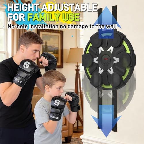 Music Boxing Machine for Kids & Adults - Wall Punching Pad with Lighting, 9-Speed Bluetooth Boxing Game with Gloves, Wall Mounted Exercise Equipment, 2026 Upgrade Boxing Equipment for Kids Age 6+ - color: Green