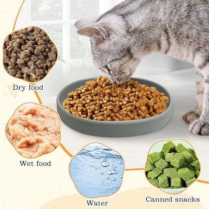 Silicone Dog Food Plate Shallow Dog Bowl Flat Cat Dish 2 Pack Small Puppy Plates for Small Dogs and Cats Whisker Fatigue Pet Feeding Bowls for Dry and Wet Food (Light Brown) - color: 2 Pcs - (Light Brown)
