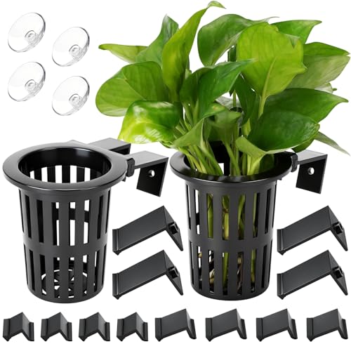2025 New Upgraded Large Aquarium Plant Holder with 1.57-inch Extension Hooks and Suction Cups for Fish Tank Aquaponic Plant Cultivation and Aquascape Accessories Decorations (2 PCS)