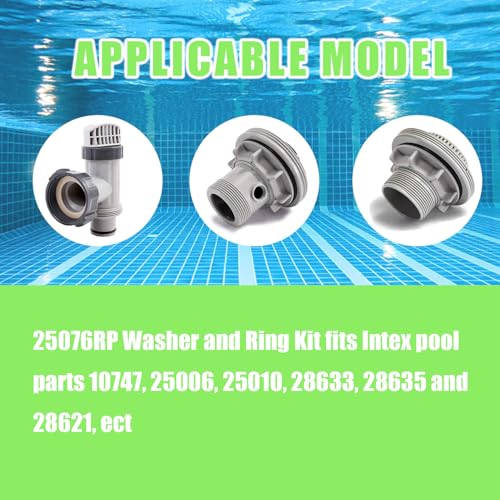 25076RP O-Ring Kit Rubber Washers for Pool Plunger Valves, Strainer Washer and Ring Kit for 1-1/2in Fittings Replacement Gasket(15 pcs) - 10745, 10262 and 10255 - size: 25076RP