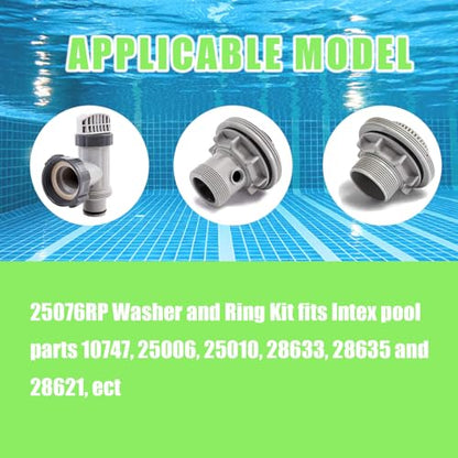 25076RP O-Ring Kit Rubber Washers for Pool Plunger Valves, Strainer Washer and Ring Kit for 1-1/2in Fittings Replacement Gasket(15 pcs) - 10745, 10262 and 10255 - size: 25076RP