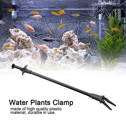 Aquarium Tongs, Aquatic Grass Plant Algae Growing Clamp Long Handle Feeding Clip Scissor Tweezer for Aquarium Plant Cleaning Fish Tank Cleaning Tools