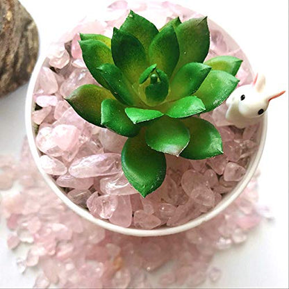 1 Lb/460g Natural Pink Quartz Crystal Stones Irregular Aquarium Pebbles Rock Sands for Turtle Tank/Succulent Plants/Vase Decoration (Fill 1 Cup)