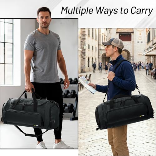 MIER Large Gym Bag for Men 60L Duffel Bag with Shoe Compartment - color: Dark Gray